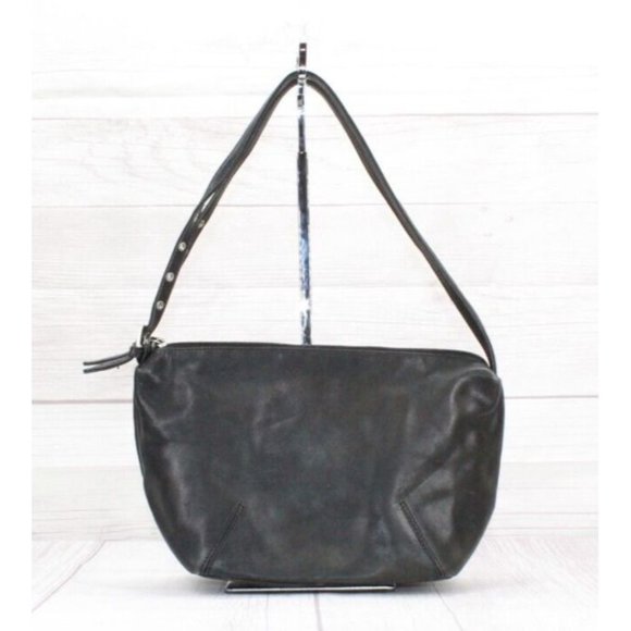 Stone Mountain Black Leather Zip Top Purse Shoulder Bag Handbag - Picture 2 of 8